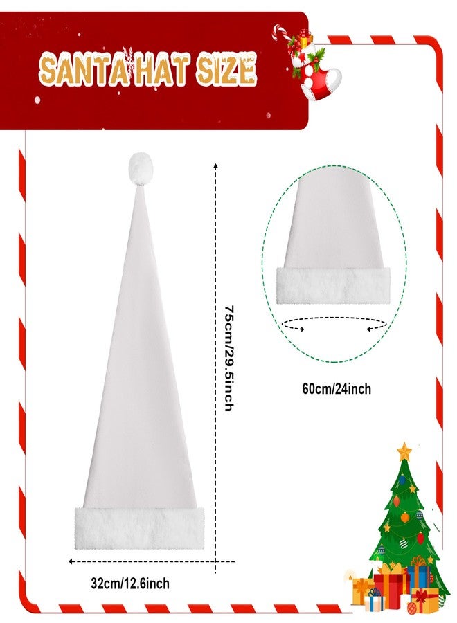 Cozypower 3 Pcs Christmas Santa Hat for Adults with Plush Brim Thicken Unisex Velvet Classic Xmas Holiday New Year Party(White,Long Style) - Image 2
